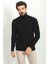 Dokulu Siyah Renk Slim Fit Tam Balıkçı Yaka Erkek Kazak 3