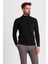 Düz Siyah Renk Slim Fit Erkek Yarım Balıkçı Yaka Kazak 1