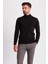 Düz Siyah Renk Slim Fit Erkek Yarım Balıkçı Yaka Kazak 4