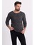 Kırçıllı Siyah Renk Slim Fit Uzun Kollu Geniş Bisiklet Yaka Erkek Kazak 1