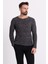 Kırçıllı Siyah Renk Slim Fit Uzun Kollu Geniş Bisiklet Yaka Erkek Kazak 3