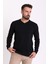 Düz Siyah Renk Slim Fit V Yaka Erkek Kazak 4