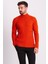 Fitilli Oranj Rengi Slim Fit Erkek Yarım Balıkçı Yaka Kazak 1