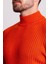 Fitilli Oranj Rengi Slim Fit Erkek Yarım Balıkçı Yaka Kazak 2