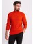 Fitilli Oranj Rengi Slim Fit Erkek Yarım Balıkçı Yaka Kazak 5
