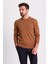 Düz Kamel Rengi Slim Fit Erkek Bisiklet Yaka Kazak 1