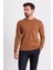 Düz Kamel Rengi Slim Fit Erkek Bisiklet Yaka Kazak 4