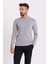 Düz Gri Renk Slim Fit Erkek Bisiklet Yaka Kazak 1