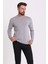 Düz Gri Renk Slim Fit Erkek Bisiklet Yaka Kazak 2