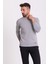 Düz Gri Renk Slim Fit Erkek Bisiklet Yaka Kazak 3