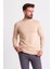 Düz Bej Rengi Slim Fit Erkek Yarım Balıkçı Yaka Kazak 2