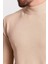 Düz Bej Rengi Slim Fit Erkek Yarım Balıkçı Yaka Kazak 3