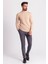 Düz Bej Rengi Slim Fit Erkek Yarım Balıkçı Yaka Kazak 5