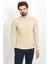 Dokulu Bej Rengi Slim Fit Tam Balıkçı Yaka Erkek Kazak 1