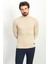 Dokulu Bej Rengi Slim Fit Tam Balıkçı Yaka Erkek Kazak 3