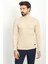 Dokulu Bej Rengi Slim Fit Tam Balıkçı Yaka Erkek Kazak 4