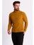 Örgülü Tütün Rengi Slim Fit Erkek Tam Balıkçı Yaka Yün Kazak 4