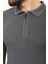 Kareli Antrasit Slim Fit Fermuarlı Polo Yaka Erkek Triko Kazak 2