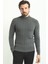 Kareli Antrasit Slim Fit Yarım Balıkçı Yaka Erkek Triko Kazak 3