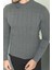 Kareli Antrasit Slim Fit Yarım Balıkçı Yaka Erkek Triko Kazak 5