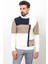 Parçalı Beyaz Renk Slim Fit Tam Balıkçı Yaka Yün Erkek Kazak 1