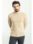 Düz Bej Rengi Slim Fit Tam Balıkçı Yaka Erkek Kazak 3