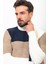 Parçalı Beyaz Renk Slim Fit Tam Balıkçı Yaka Yün Erkek Kazak 2