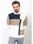 Parçalı Beyaz Renk Slim Fit Tam Balıkçı Yaka Yün Erkek Kazak 4
