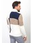 Parçalı Beyaz Renk Slim Fit Tam Balıkçı Yaka Yün Erkek Kazak 5