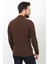 Çizgili Kahverengi Slim Fit Yarım Balıkçı Yaka Yün Erkek Kazak 5