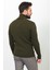 Çizgili Haki Rengi Slim Fit Yarım Balıkçı Yaka Yün Erkek Kazak 4