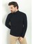 Düz Lacivert Renk Slim Fit Tam Balıkçı Yaka Erkek Kazak 3