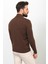 Desenli Kahverengi Slim Fit Yarım Balıkçı Yaka Yün Erkek Kazak 5