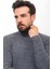 Örgü Desenli Koyu Gri Slim Fit Tam Balıkçı Yaka Yün Erkek Kazak 2
