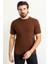Desenli Fındık Rengi Slim Fit Bisiklet Yaka Erkek Triko T-Shirt 1