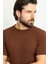 Desenli Fındık Rengi Slim Fit Bisiklet Yaka Erkek Triko T-Shirt 4