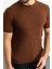 Desenli Fındık Rengi Slim Fit Bisiklet Yaka Erkek Triko T-Shirt 5