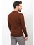 Çizgili Kiremit Rengi Slim Fit Bisiklet Yaka Erkek Kazak 5