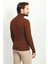 Çizgili Kiremit Rengi Slim Fit Tam Balıkçı Yaka Erkek Kazak 5