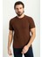 Desenli Fındık Rengi Slim Fit Bisiklet Yaka Erkek Triko T-Shirt 1