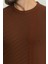 Desenli Fındık Rengi Slim Fit Bisiklet Yaka Erkek Triko T-Shirt 2