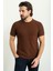 Desenli Fındık Rengi Slim Fit Bisiklet Yaka Erkek Triko T-Shirt 3