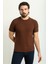 Desenli Fındık Rengi Slim Fit Bisiklet Yaka Erkek Triko T-Shirt 4