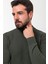 Desenli Haki Slim Fit Yarım Balıkçı Yaka Erkek Triko Kazak 5