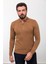 Düz Kamel Slim Fit Fermuarlı Polo Yaka Erkek Triko Kazak 3