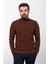 Desenli Kiremit Slim Fit Yarım Balıkçı Yaka Yün Erkek Triko Kazak 3