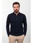 Düz Lacivert Slim Fit Fermuarlı Polo Yaka Erkek Triko Kazak 4