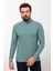 Desenli Yeşil Slim Fit Yarım Balıkçı Yaka Yün Erkek Triko Kazak 1