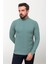 Desenli Yeşil Slim Fit Yarım Balıkçı Yaka Yün Erkek Triko Kazak 3
