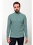 Desenli Yeşil Slim Fit Yarım Balıkçı Yaka Yün Erkek Triko Kazak 4